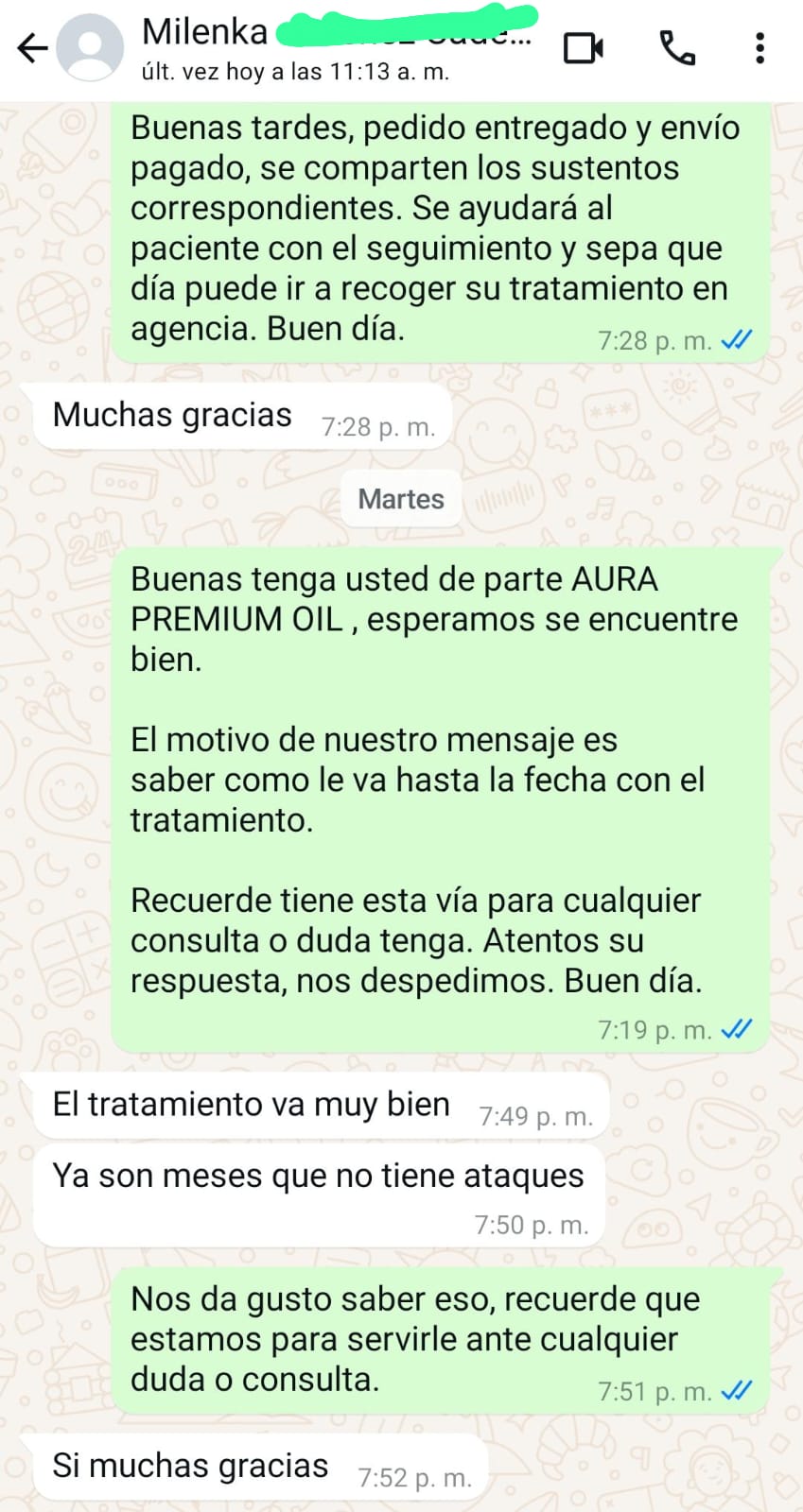 Chat de WhatsApp: desde que empezó con las gotas solo convulsionó una vez